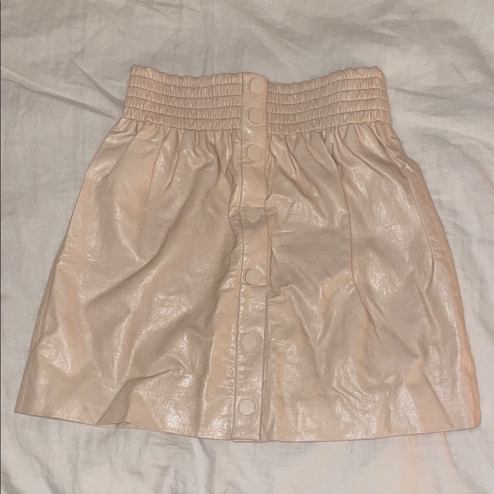 Sea Beige Button-Front Mini Skirt